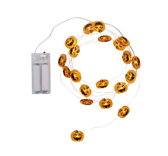 Lyskjede halloween m/20 LED - assortert